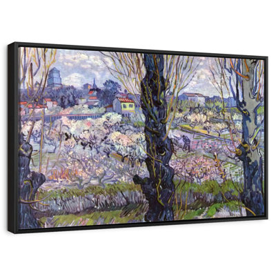 Vue des vergers en fleurs d'Arles