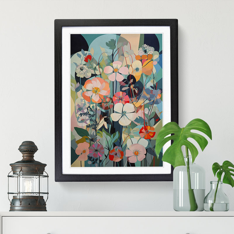 Modern Flowers Orphism Vol.11 - Framed Print, Black, 64cm H x 46cm W x 2cm D
