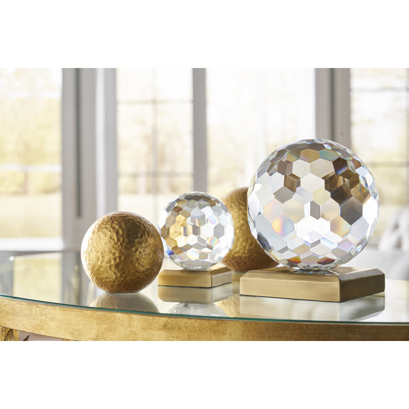 Hammered Ball Sculpture, Gold, 5" H x 5" W x 5" D
