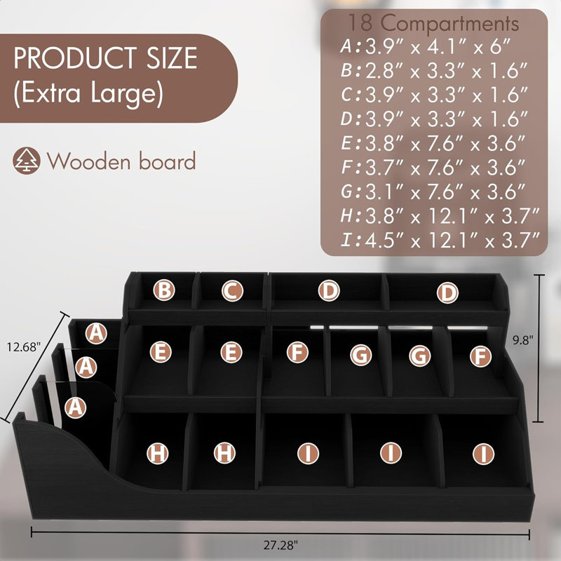 Wooden Countertop Pods Holder with Drawer