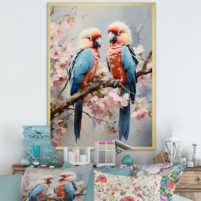 Perroquets tropicaux chuchotés sur toile
