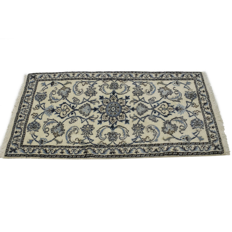 Tapis crème en laine noué à la main de conception unique 2000 pi 2 pi 3 po x 4 pi 6 po Bruck