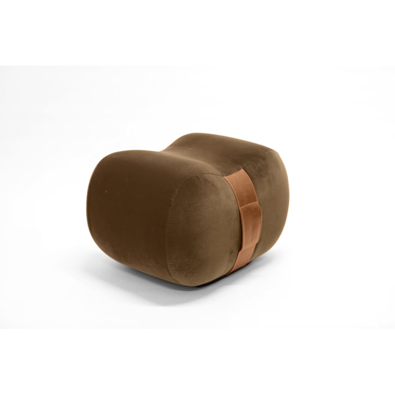 Milo Novelty Ottoman, Taupe/Chesterfield Velvet