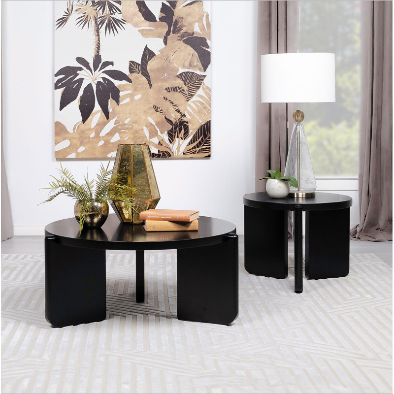 Harrison Black Round Solid Wood End Table