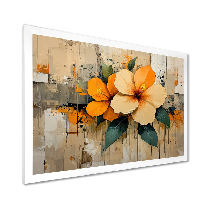 Cordaro, désert, fleur d'hibiscus II - Hibiscus, art mural sur toile, Reproduction encadrée d'une seule photo, Blanc