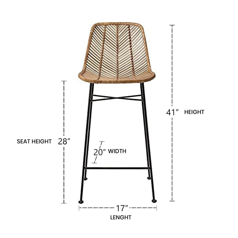 Deach Counter Stool with Metal Frame, Bar Stool (29.5” Seat Height)
