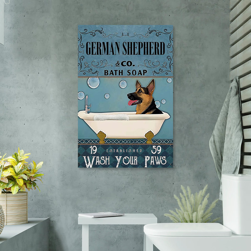 " German Shepherd Bath Soap 2 ", 36" H x 24" W x 1.25" D