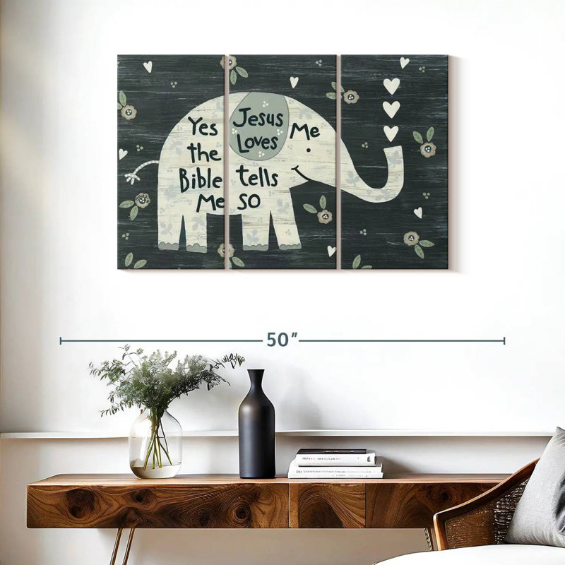 Tergel Jesus Loves Me Elephant, H 24 po x l 38 po