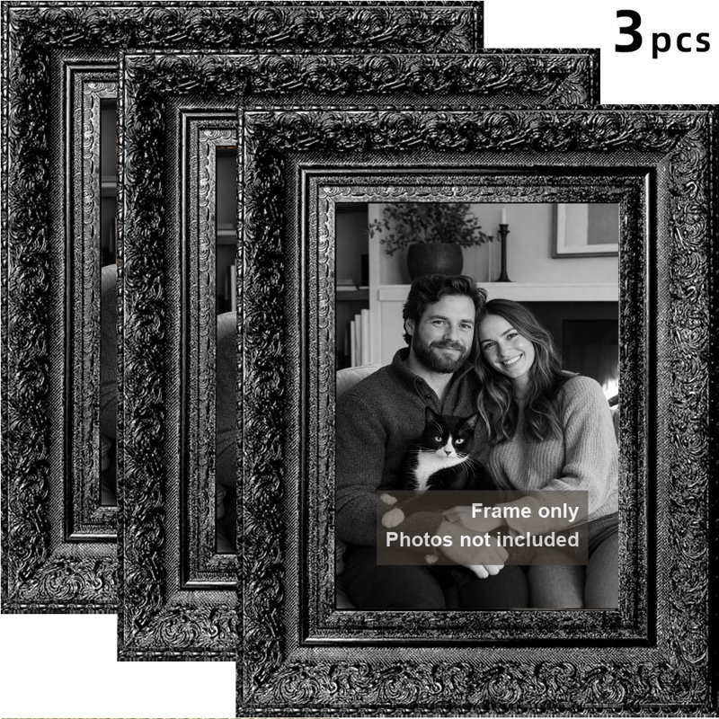 Cadre photo noir 3 pièces 8 po x 10 po avec façade en plexiglas noir, Noir, 3, 8 po x 10 po