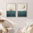 Sun And Moon " Shining Sun And Crescent Moon Over Teal Ocean Waves " 2 - Pieces-71660120-71660116