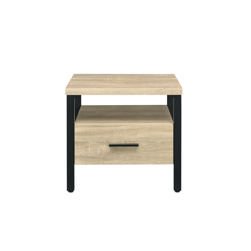 Oak & Black Finish Accent Table
