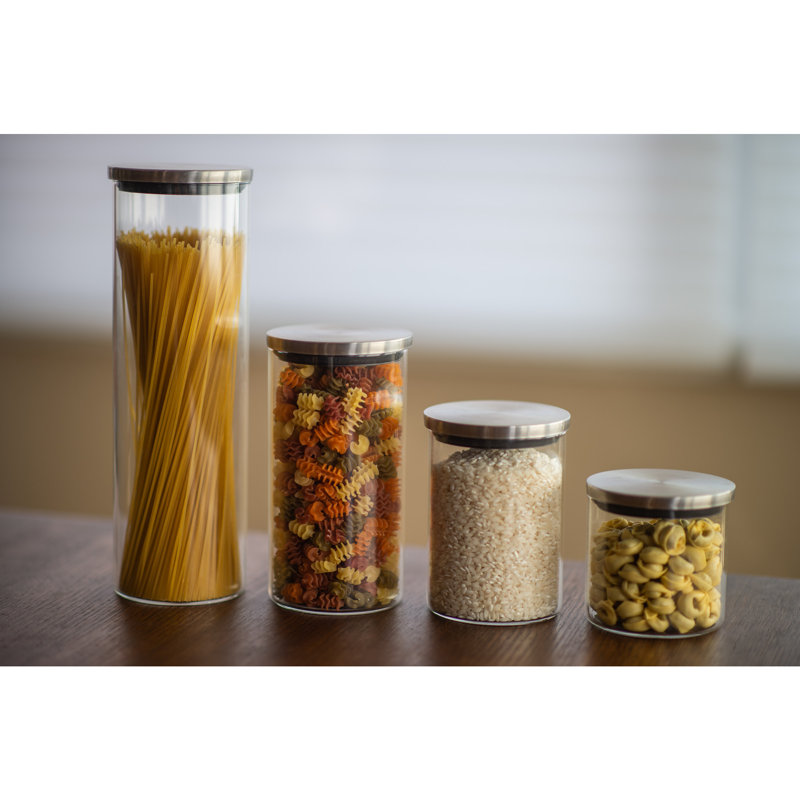BIA Cordon Bleu Borosilicate Glass Storage Jars with Stainless Steel Lids