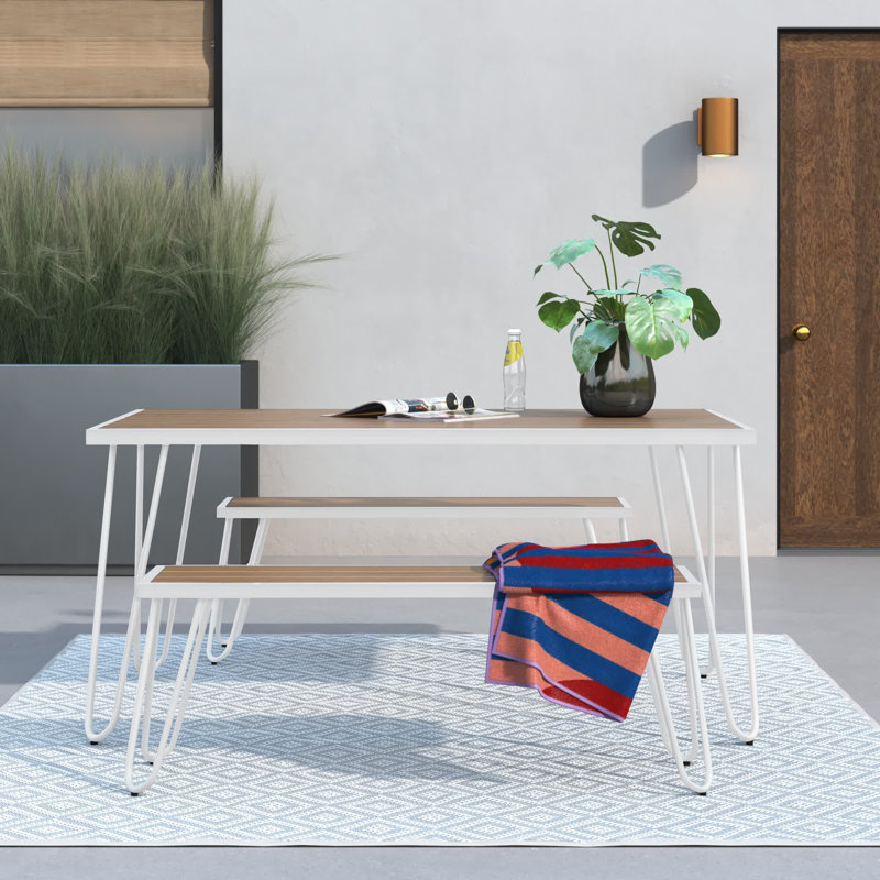 Allie 4 - Person Patio Dining Set with Rectangular Table, White