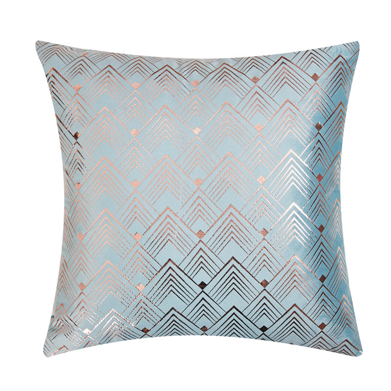 Housse et insert de coussin décoratif en velours Velvet Throw  Pillow Cover with Geometric pattern, Bleu, H 18 po x l 18 po