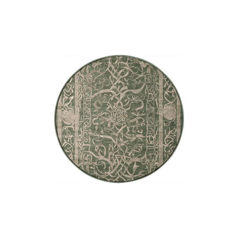 Machine Washable Green Area Rug, Round 6'