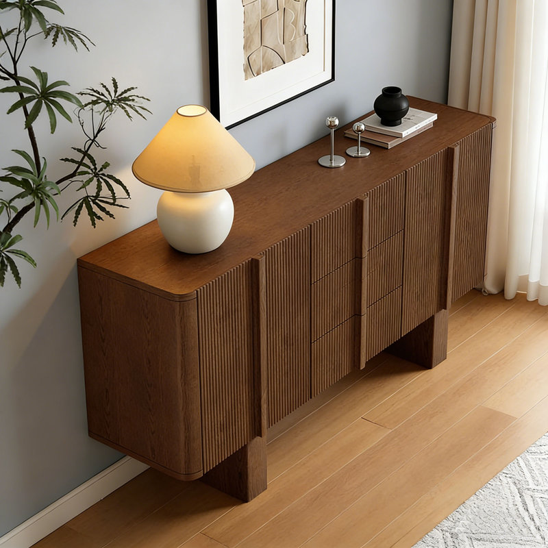 Buffet simple et spacieux, H 33,46 po x l 62,99 po x P 17,71 po, Marron foncé