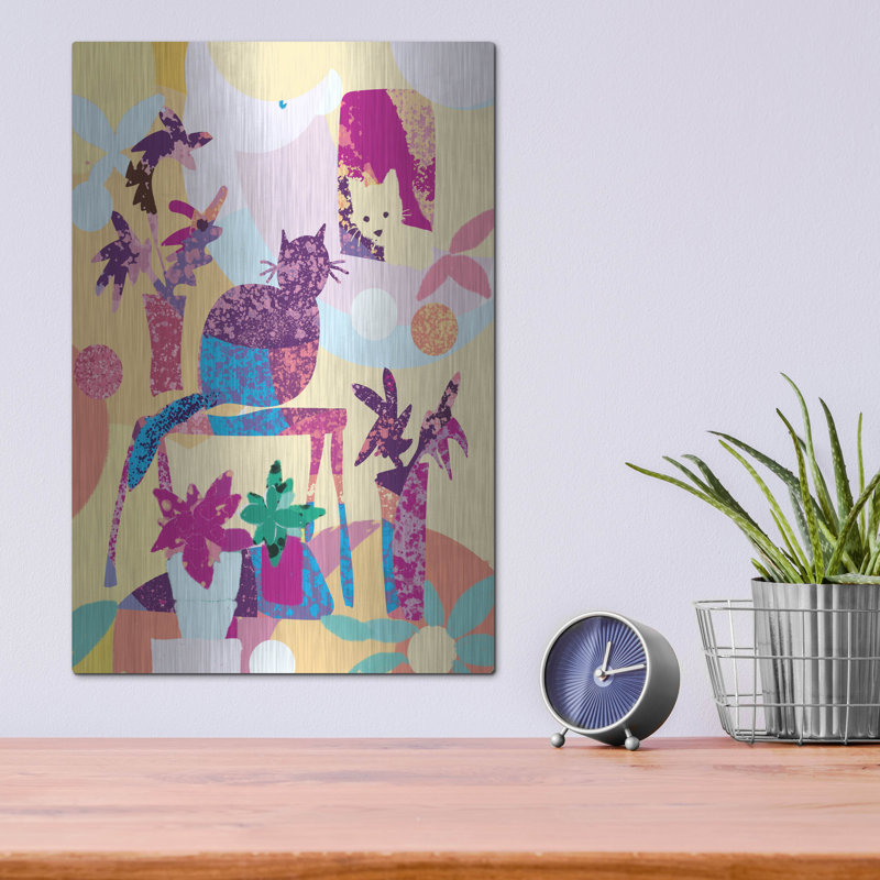 Bungalow Rose «Still Life With Two Cats» par Holly McGee, art mural en métal, H 16 po x l 12 po