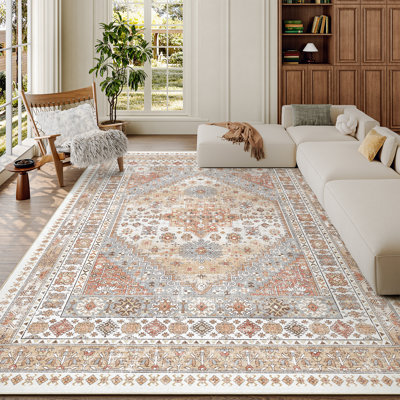 Malaika Machine-Washable Non-Slip Medallion Area Rug