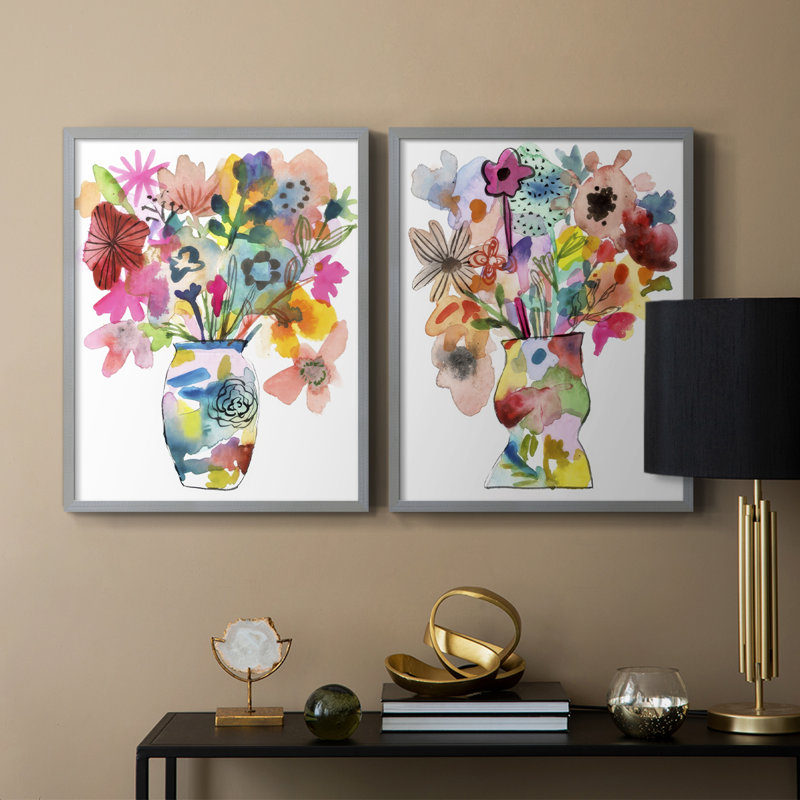 «Linear Bouquet I», reproduction encadrée de qualité supérieure - prête à être accrochée, H 29 po x l 46 po, Vert