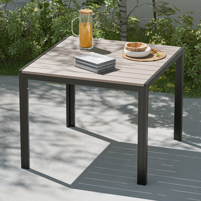 Patio dining square Table, All-Weather Wood-like Outdoor Patio Dining Table