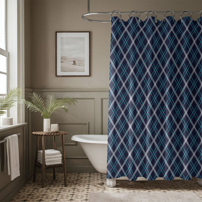 Navy Squares - Premium Shower Curtain