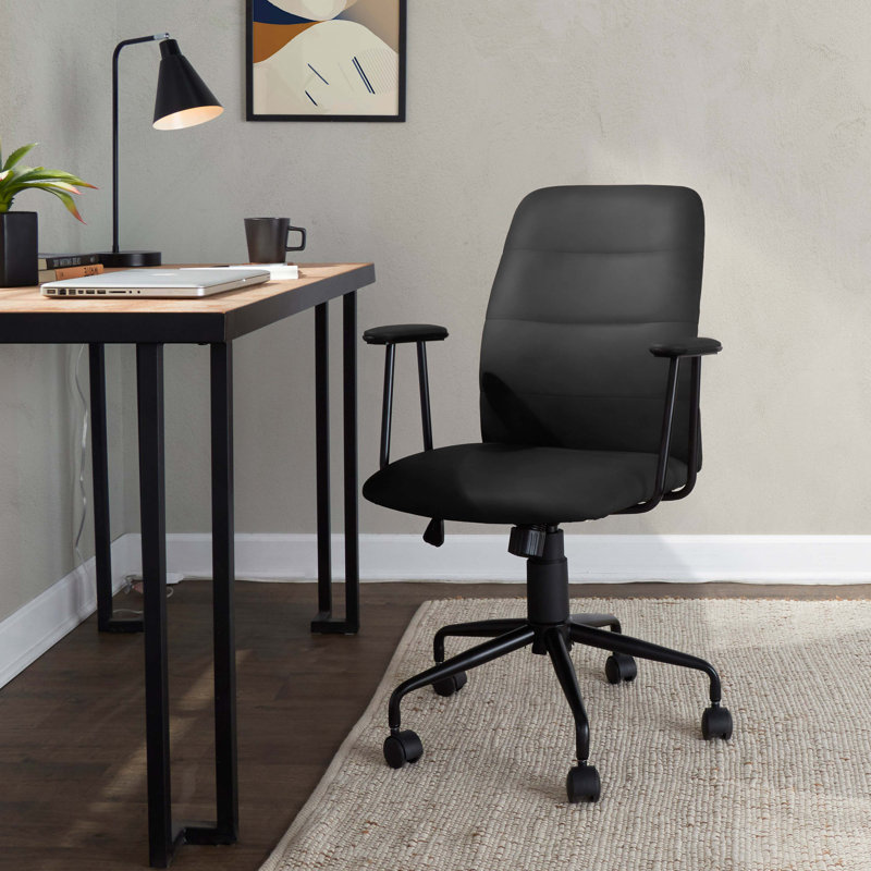 Contemporary Chair In Faux Leather, Black