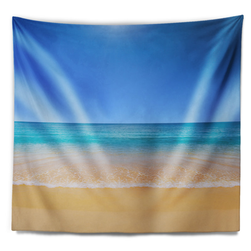 Ensemble de tapisserie de plage tropicale en polyester de mer tropicale avec accessoires suspendus inclus, H 32 po x l 39 po