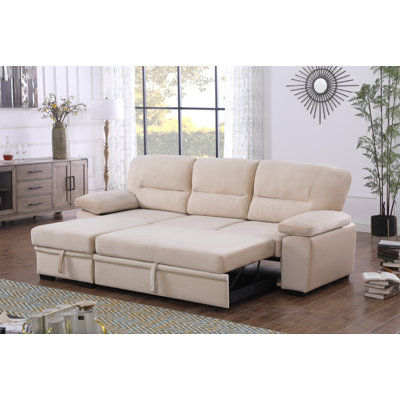 Canapé-lit modulaire réversible en tissu de velours beige Kipling