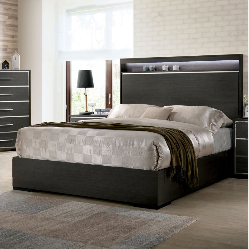 Cayer Bookcase Storage Bed, King