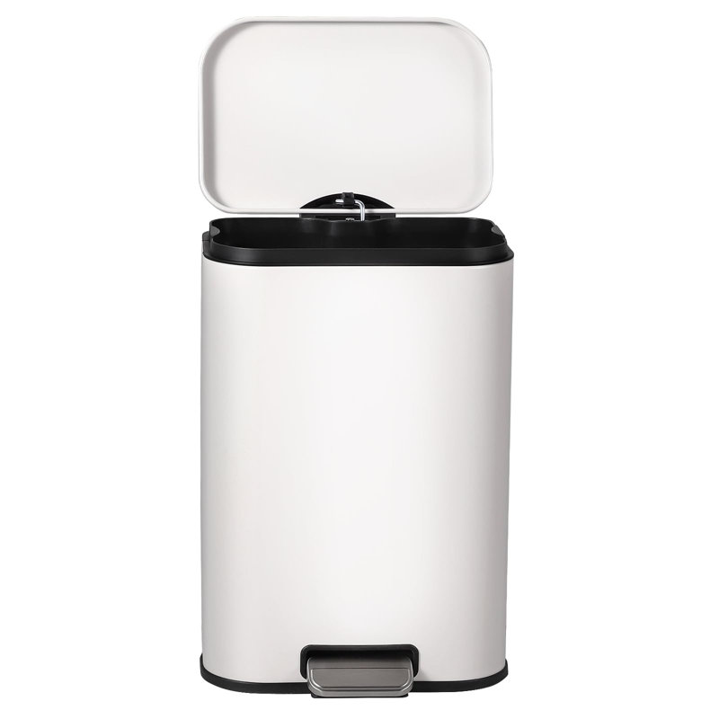 Poubelle à pédale en acier inoxydable 3,2 gallons, couvercle à fermeture douce de 12 L, bac à empreintes digitales avec seau amovible
