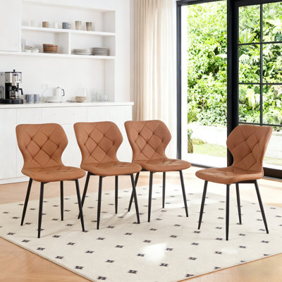 Faux Leather Upholstered Armless Dining Chair With Wraparound Backrest