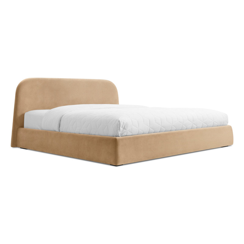 Lid Queen Bed- Camel Velvet, Camel, King