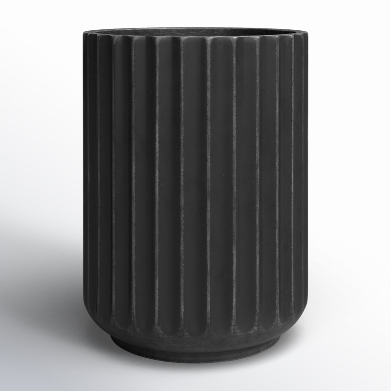 Allenville Fiberstone Plant Pot, Black, 16" H x 12" W x 12" D