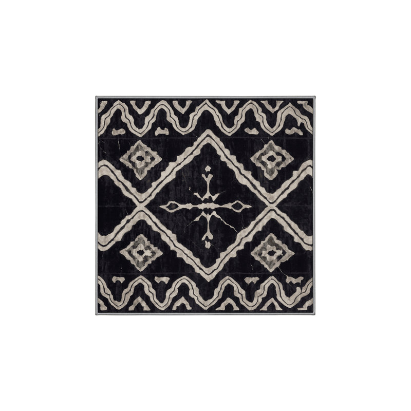 Machine Washable Gray Area Rug, Square 7'
