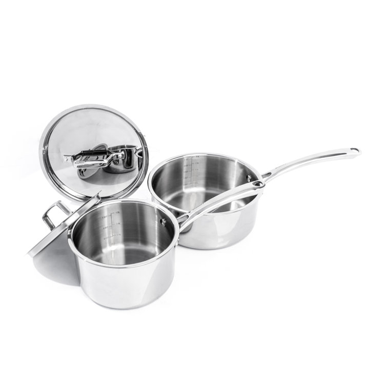 Tri-Ply Clad 3 Qt Stainless Steel Covered Sauce Pan - Glass Lid