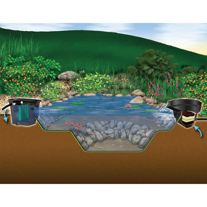 6' x 8' Black DIY Backyard Pond Kit with Pump