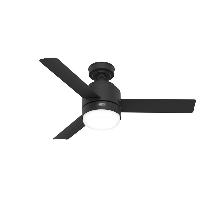 44" Gilmour 3 - Blade Damp Rated Ceiling Fan with LED Light Kit and Handheld Remote, Matte Black