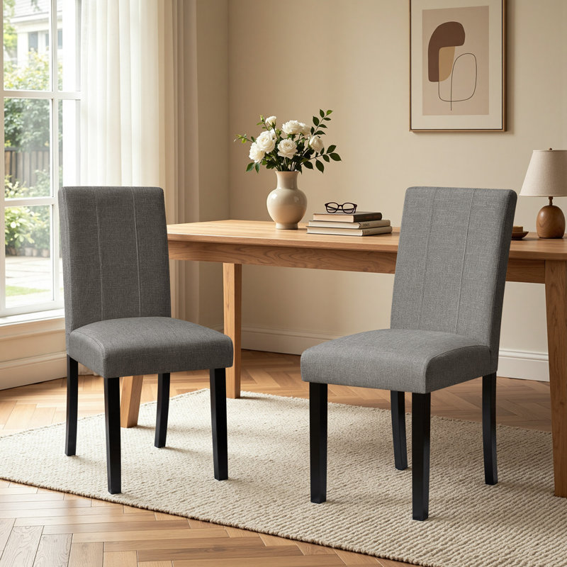 Chaises parsons rembourrées en lin Selema, Gris