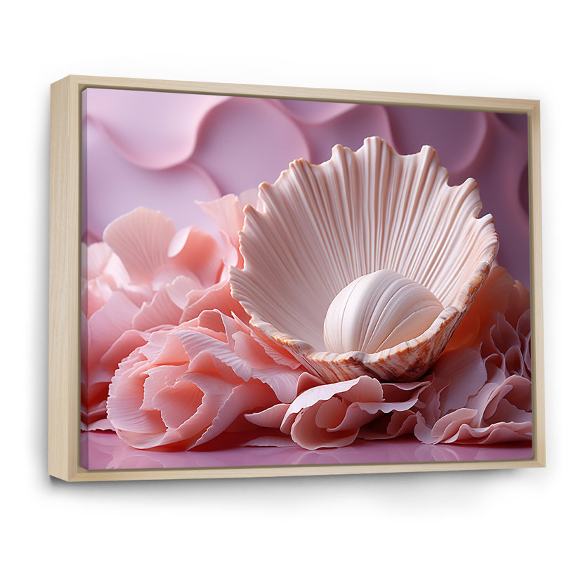 Romantisme, coquillages II sur toile, Cadre naturel flottant, H 12 po x l 20 po x P 1 po