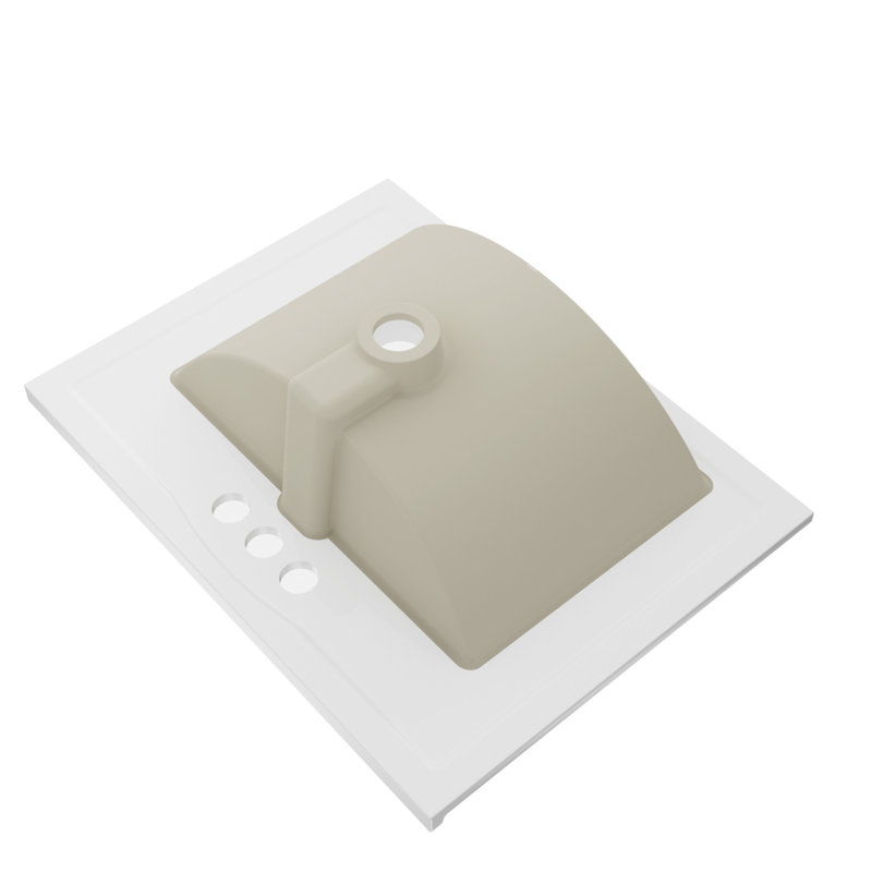 Comptoir de meuble-lavabo 24 po en céramique avec lavabo rectangulaire intégré, 3 trous, blanc