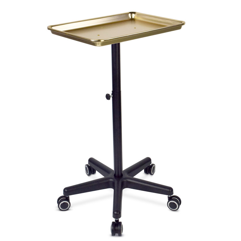 Utility Cart with Wheels Storage Cart with Tray Height Adjustable Salon Tray Cart, Golden