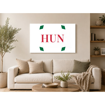 Hungary World Flag Luxury Diamond Monogram — Green White Red — Canvas Wall Art