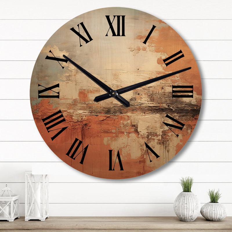 Copper Glow - Abstract Landscape Oversized Wood Wall Clock, Large