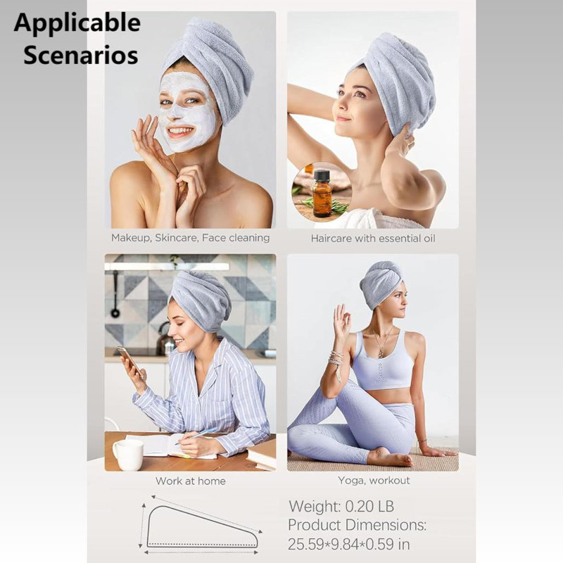 3 Packs Microfiber Hair Towel, Super Absorbent Fast Drying