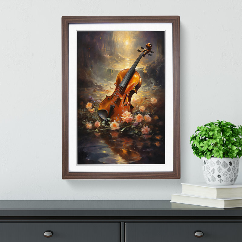 Violin Romanticism - Framed Print, Walnut, 64cm H x 46cm W x 2cm D