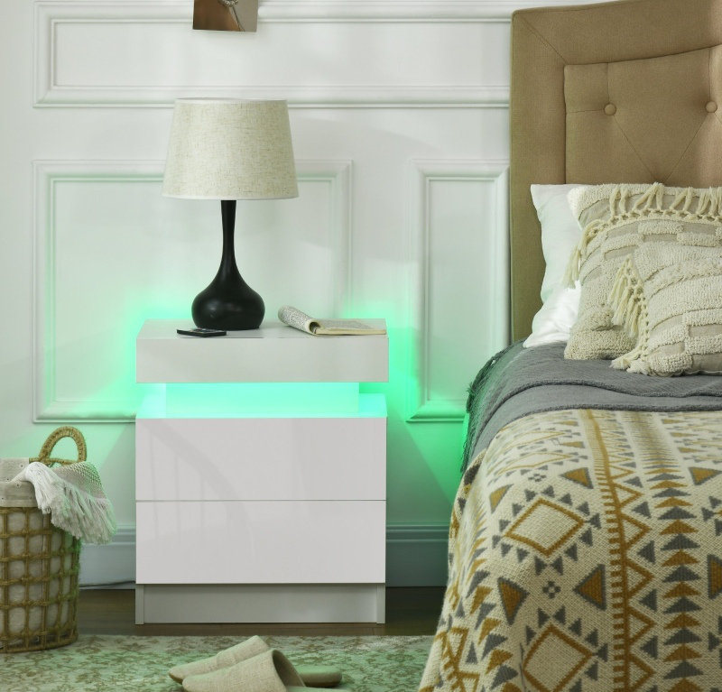 45 cm W Bedside Table, White
