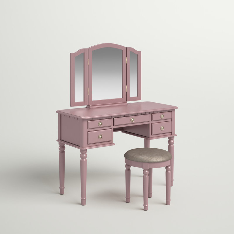 Coiffeuse avec miroir Torrance, Or rose