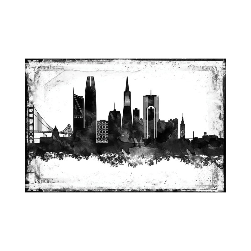 San Francisco Skylines - Wrapped Canvas Painting, 66.04cm H x 101.6cm W x 1.91cm D