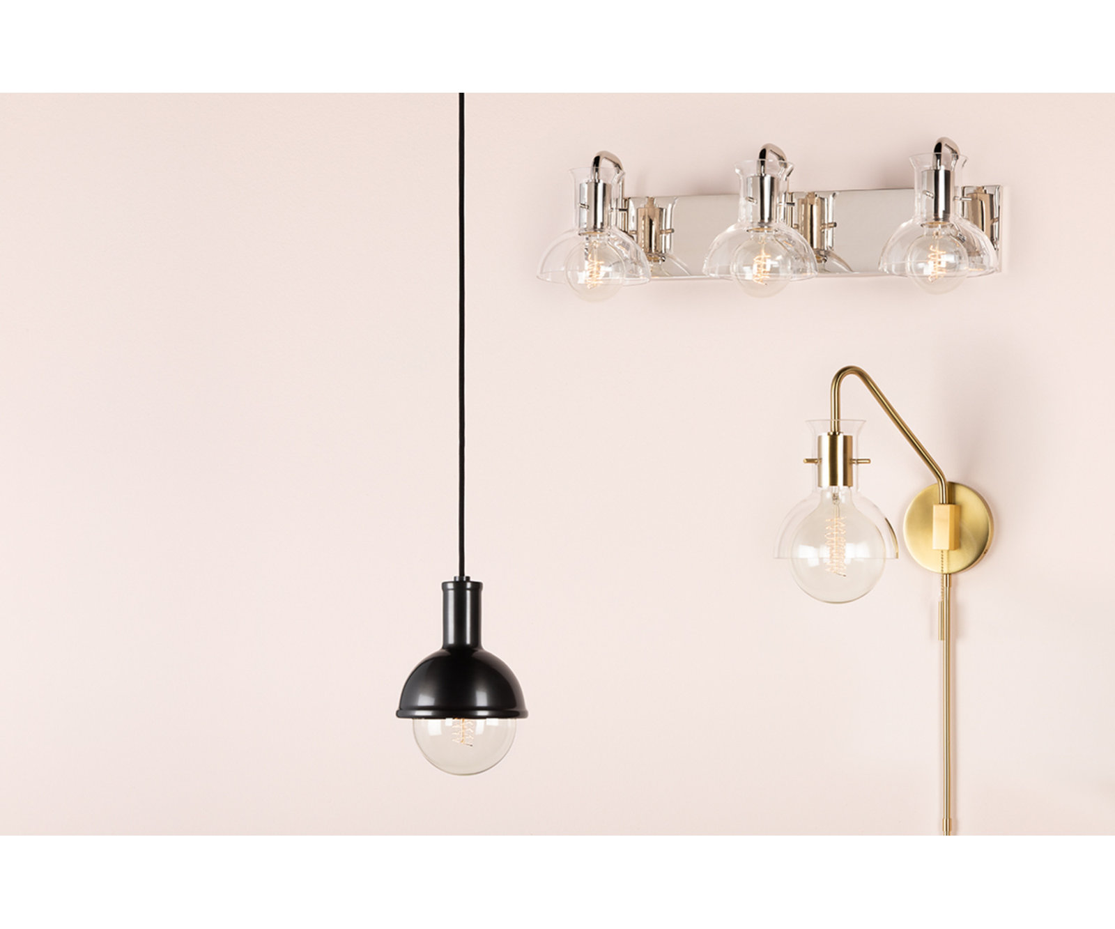 Luke 3 Light Vanity Light, Polished Nickel