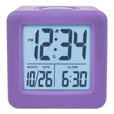 Digital Soft Cube Alarm Tabletop Clock in Purple
